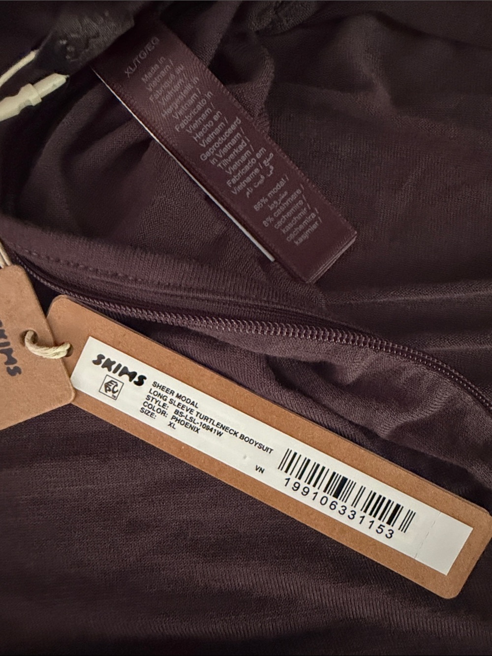 SKIMS Brown Long-Sleeve Hooded Bodysuit - Picture 2 of 4